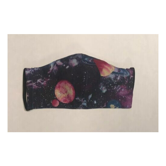 Kids Washable Fitted Face Mask With Filter Pocket. Galaxy Print Ages 7-12 image {1}