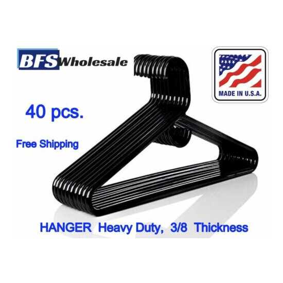 Plastic HANGERS. Black Color, 40 Pack. Made in USA, Heavy duty Thumb {1}