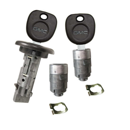 GM OEM Ignition Key Switch Lock Cylinder & Door Lock Tumbler Set 2 GMC Keys image {2}