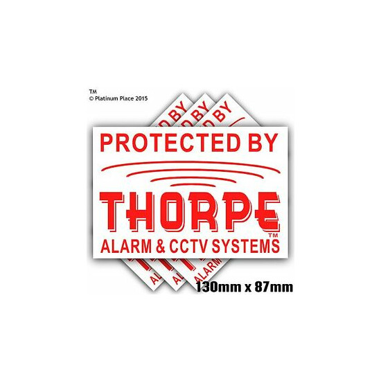 6 x 130mm Thorpe Alarm CCTV™ Security Stickers-Alarm Warning Signs-Bell Box,Door image {1}