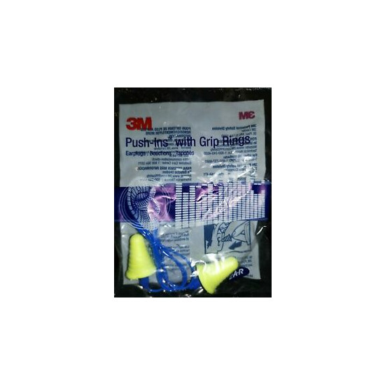 3M 318-1009 E-A-R Push-Ins with Grip Rings Corded Earplugs - LOT OF 50 PAIRS image {1}