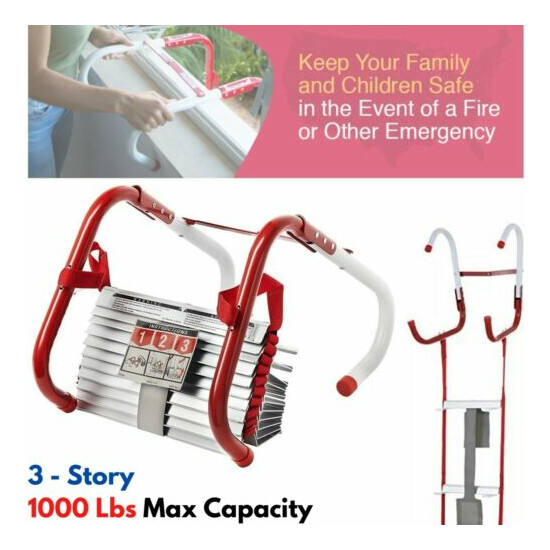 3 Story Safety Portable Emergency Fire Escape Ladder Rope Metal Life Home Window image {1}