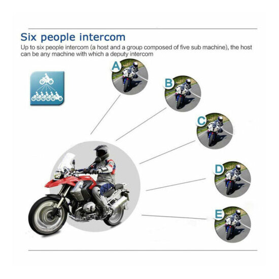 Bluetooth Motorcycle Helmet Interphone Intercom Headset Headphone 6 Riders image {2}