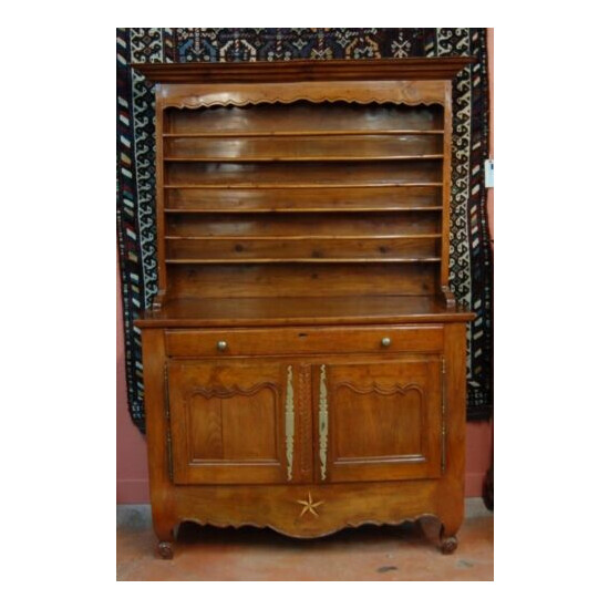 HANDMADE FRENCH PROVINCIAL FRUITWOOD PEWTER CUPBOARD C. 1810 image {2}