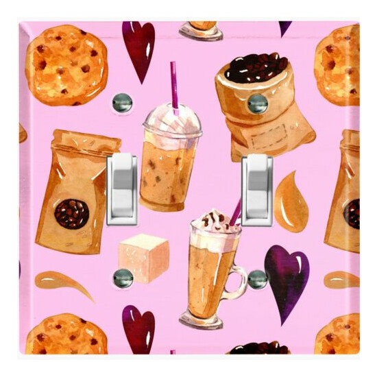 Metal Light Switch Cover Wall Plate For Kitchen Coffee Cookie Heart Shake COF116 image {1}