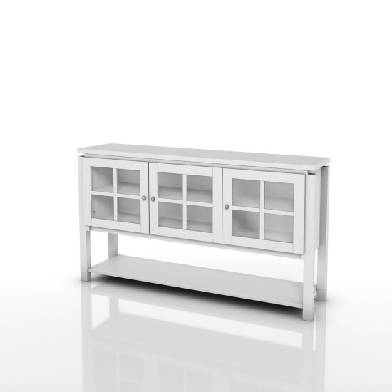 Modern Farmhouse Buffet Table Sideboard Cabinet in Reclaimed White Finish image {3}