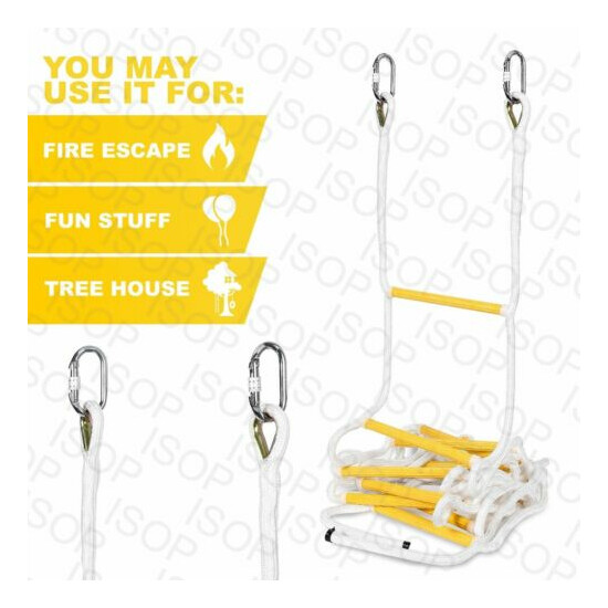 Emergency Fire Escape Ladder 8/16/25/32 ft & Carabiners for Homes up to 5 Story image {1}