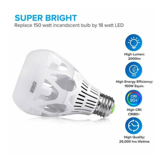 SANSI 4 Pack 18W LED Light Bulbs 150W Equivalent 5000K E27 A21 2000lm Floor Lamp Thumb {4}