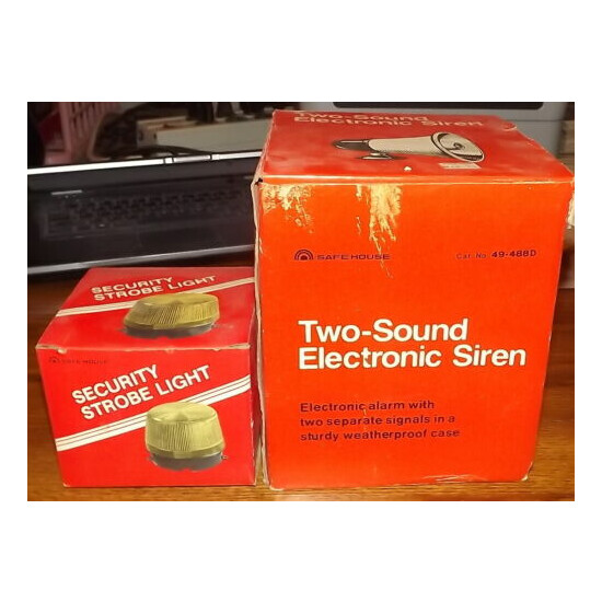 Vintage Safe House Two sound electric siren and security strobe light NIB image {1}