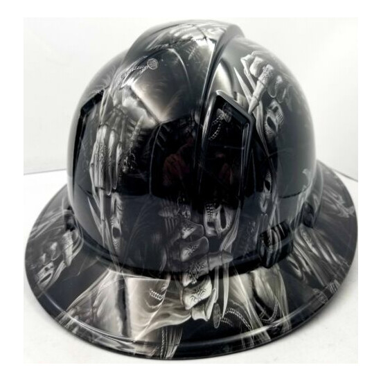 Hard Hat custom hydro dipped , OSHA approved FULL BRIM ,FTW GRIM REAPER UP YOURS image {4}