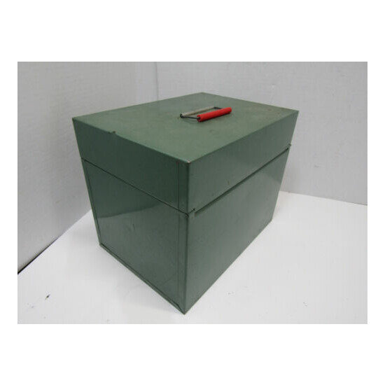 Old Metal Locking Box LOCK BOX SAFE PAPER FILE STORAGE  image {2}