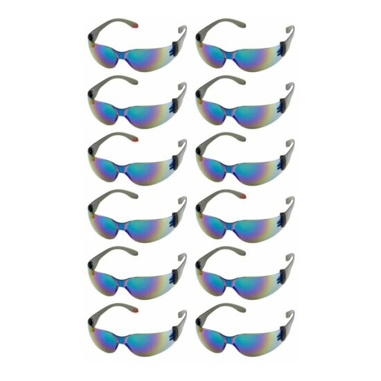 12 Pair/Pack Radians Mirage Green/Blue Mirror Safety Glasses Sun Z87+ Wholesale image {1}