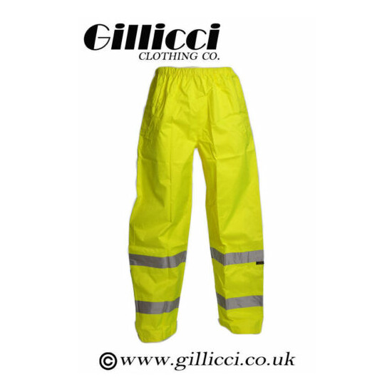 High Hi Viz Vis Visibility Work Wear Protective Safety Over Trousers Waterproof image {3}