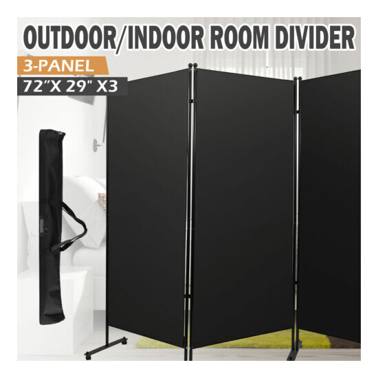 3-Panel Room Divider Wall 88"x71" Folding Office Partition Privacy Screen+Wheel image {1}