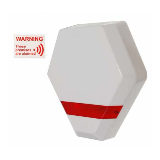Compact Solar Powered Dummy Alarm Siren - Flashing LED's & Alarm Window Sticker. image {2}