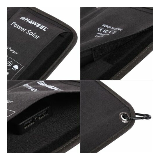 HAWEEL Dual USB Ports 21W Foldable Travel OutdoorSolar Panel Power Phone Charger image {4}