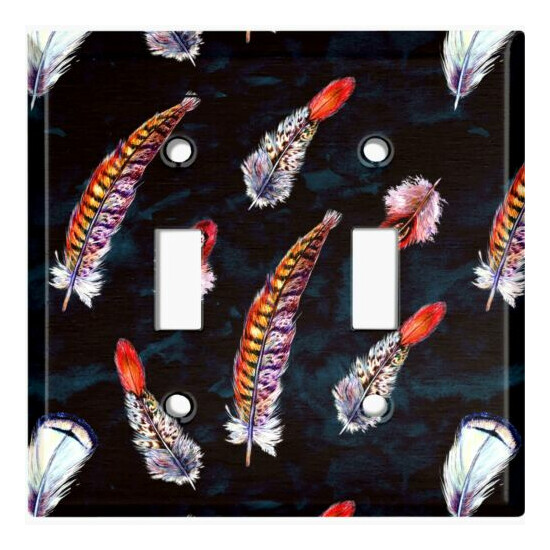 Metal Light Switch Cover Wall Plate Exotic Feather Pattern Party FTH002 image {6}