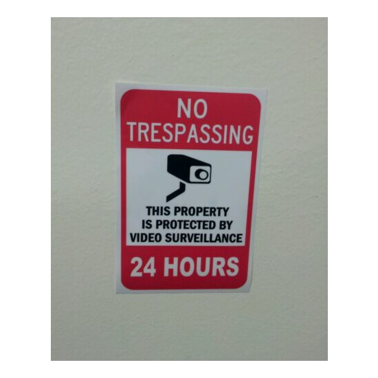 VIDEO SURVEILLANCE Security Decal Warning Sticker cctv (no tresp..24hrs ) 1 pc image {1}