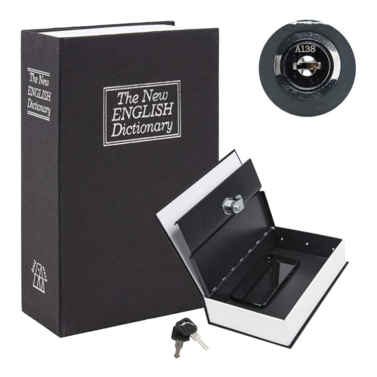 Book Safe with Key Lock, Portable Metal Safe Box,Secret Book Hidden Safe,Diction image {1}