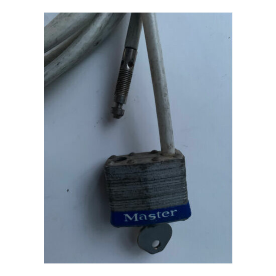 Used Master Lock Steel 19.5 ft Cable w/ Integrated Outdoor Padlock & Key image {3}