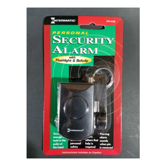 Intermatic Personal Security Alarm w/ Flashlight & Beltclip Pocket Sized SP640B image {1}