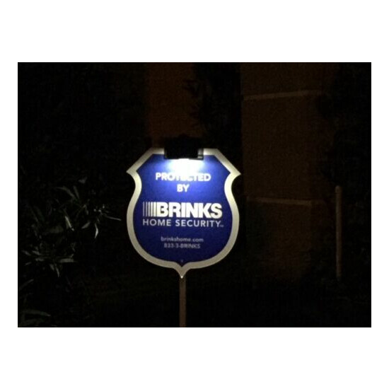 **NEW** BRINKS REFLECTIVE SECURITY YARD SIGN + 4 2-Sided Decals + SOLAR LIGHT image {1}