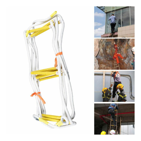 16Ft Emergency Fire Ladder Flame Resistant Safe Rope Climb Ladder Escape White image {2}