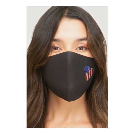 Washable Breathable Fashion Face Mask w/ Adjustable Straps and Rhinestone Design image {7}