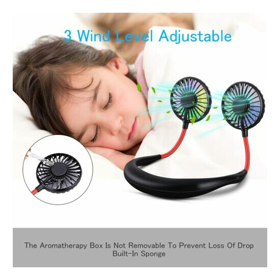 Portable Neckband summer Lazy Neck Hanging Dual Cooling Mini Sport Fan USA stock image {2}
