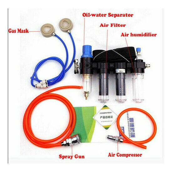 4in1 Paint Spray Supplied Air Fed Respirator System use with 6800 6200 7502 mask image {1}