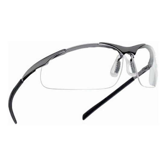Bolle Contour Clear METAL Frame Safety Glasses & FREE microfibre storage pouch image {2}