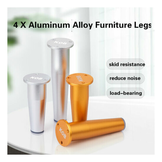 4 X Aluminum Alloy Furniture Legs Cabinet Table Bed Feet 8-20cm Adjustable Gold image {2}