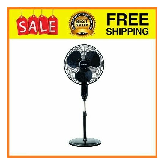 Double Blade Pedestal Electric Stand Fan, HSF1640B, Black image {1}