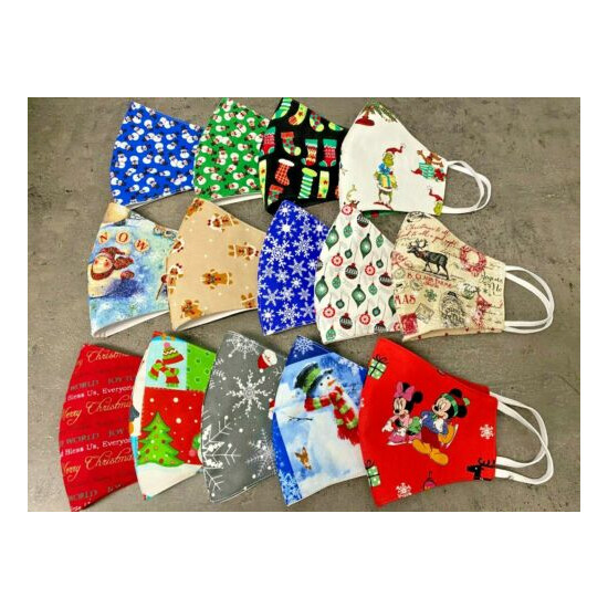 CHRISTMAS Adult Washable Face Mask Grinch Stockings Reindeer Mickey Mouse Snow  image {1}