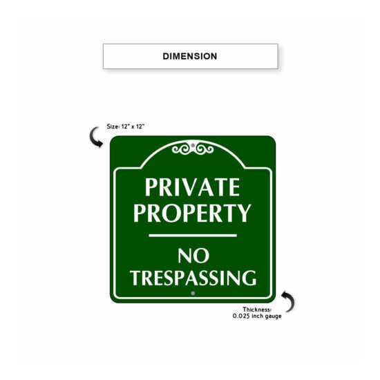 Private Property No Trespassing Protection Unique Aluminum Metal Sign 12"x12"  image {3}