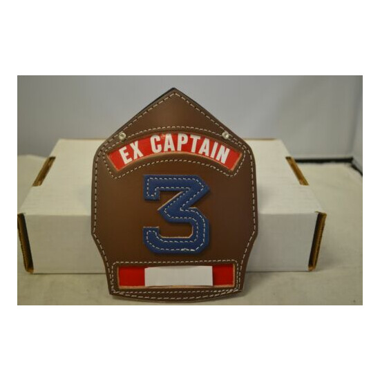 Cairns Ex-Captain Brown Leather Helmet Fronts w/ Blue #3 image {1}
