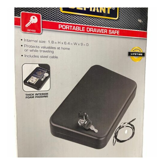 Portable Drawer Safe 1.8in 6.4in w x 9 in D With Key Lock image {2}
