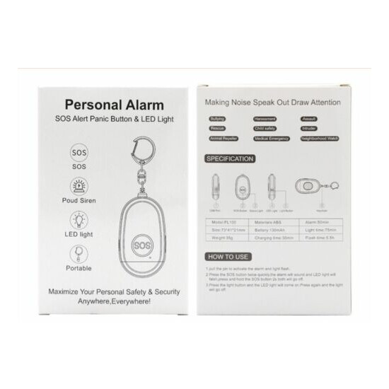 NEW! Rechargeable Personal Sound Alarm with Keychain for Women, Elderly, Kids  image {3}