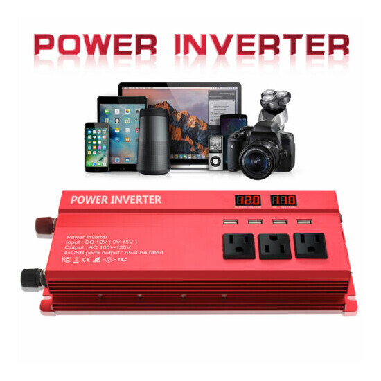 800W 2000W Car Vehicle Power Inverter Converter DC 12v to AC 110v 120v 4USB image {2}