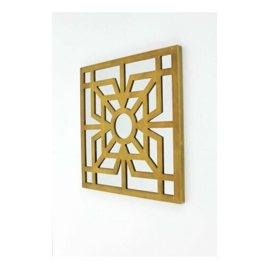 Decorative 1.25" x 23.25" x 23.25" Bright Gold Mirrored Wooden Wall Decor image {1}