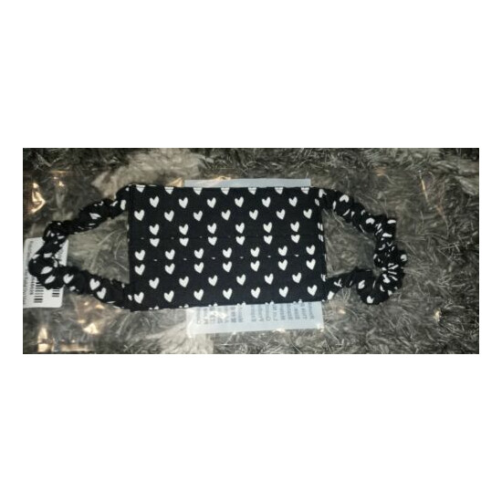 Justice reusable scrunchie Face MAsk black hearts new image {1}