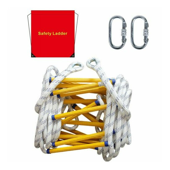 Emergency Fire Escape Ladder with Hooks 13FT Safety Portable Fire Ladder image {1}