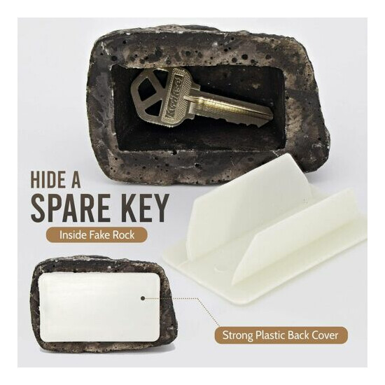 2Pc Hide-a-Spare-Key Fake Rock - Looks & Feels like Real Stone - Safe for Outdoo image {3}