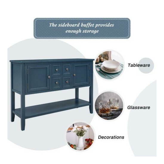 Classical Buffet Sideboard Console Table w/4 Drawers Bottom Shelf Home Furniture image {8}