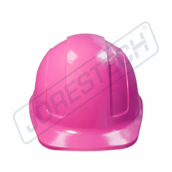 Pink Hard Hat JORESTECH Adjustable Ratchet Suspension Safety Cap Style image {1}