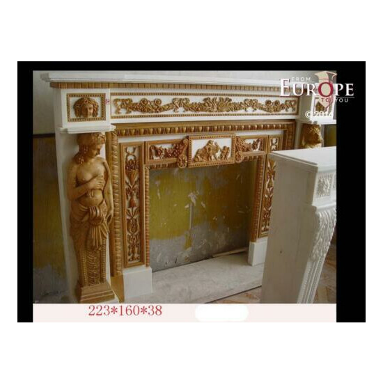 BEAUTIFUL HAND CARVED VICTORIAN STYLE SOLID MARBLE FIREPLACE MANTEL - LST26 image {1}