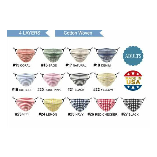 Adult Face Mask with Filter Pocket | 4 Layers Pleated Cotton Blend Made in USA image {28}