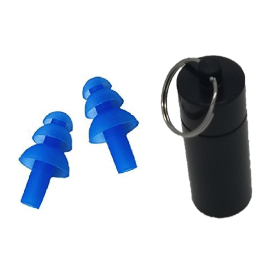 1 pair Silicone Ear Plugs in Case Tube Hearing Protection Black Silver Blue image {4}