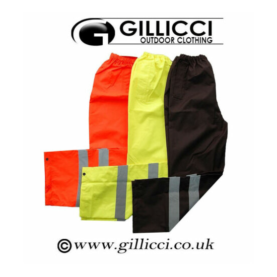 High Hi Viz Vis Visibility Work Wear Protective Safety Over Trousers Waterproof image {1}