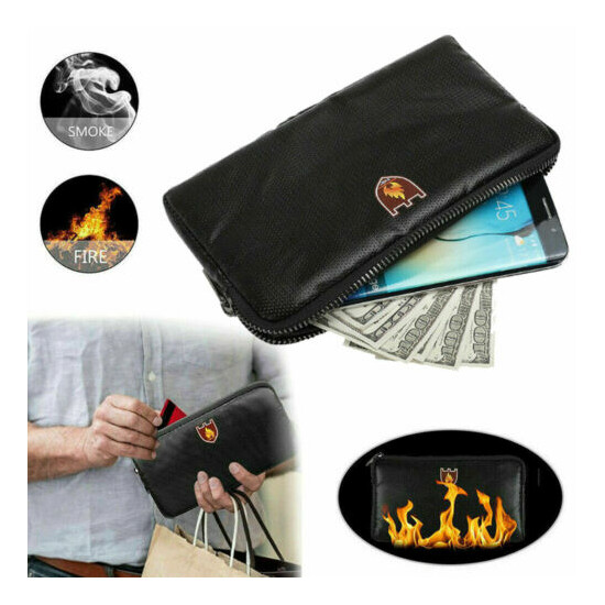 Fireproof Money Bag Waterproof Safe Cash Box Document Envelope File Pouch Case image {1}